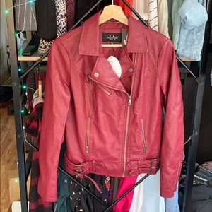 Red Vegan Leather Jacket